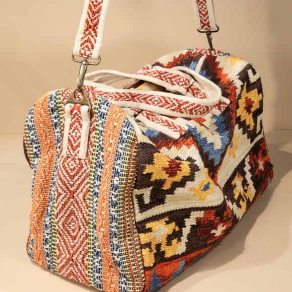 Handmade Aztec Tribal Western Navajo Large Travel Tote Bag - Picture 4 of 9